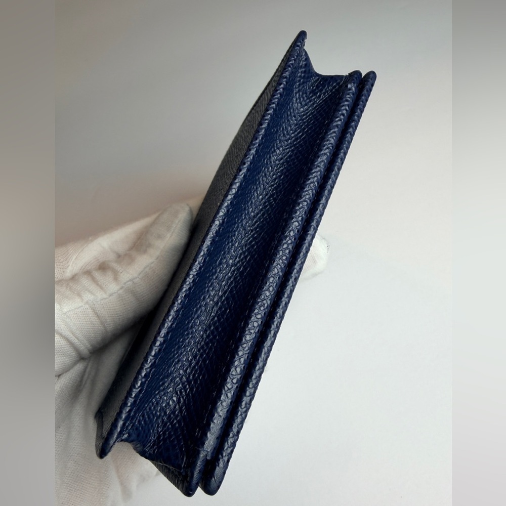 Bulgari BVLGARI Men's Denim Sapphire Grained Calf Leather Card Case Wallet NEW - Picture 8 of 13